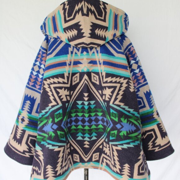 Pendleton Aztec Tribal Chief Joseph Wool blanket Cloak poncho Swing Jacket coat - Picture 11 of 12
